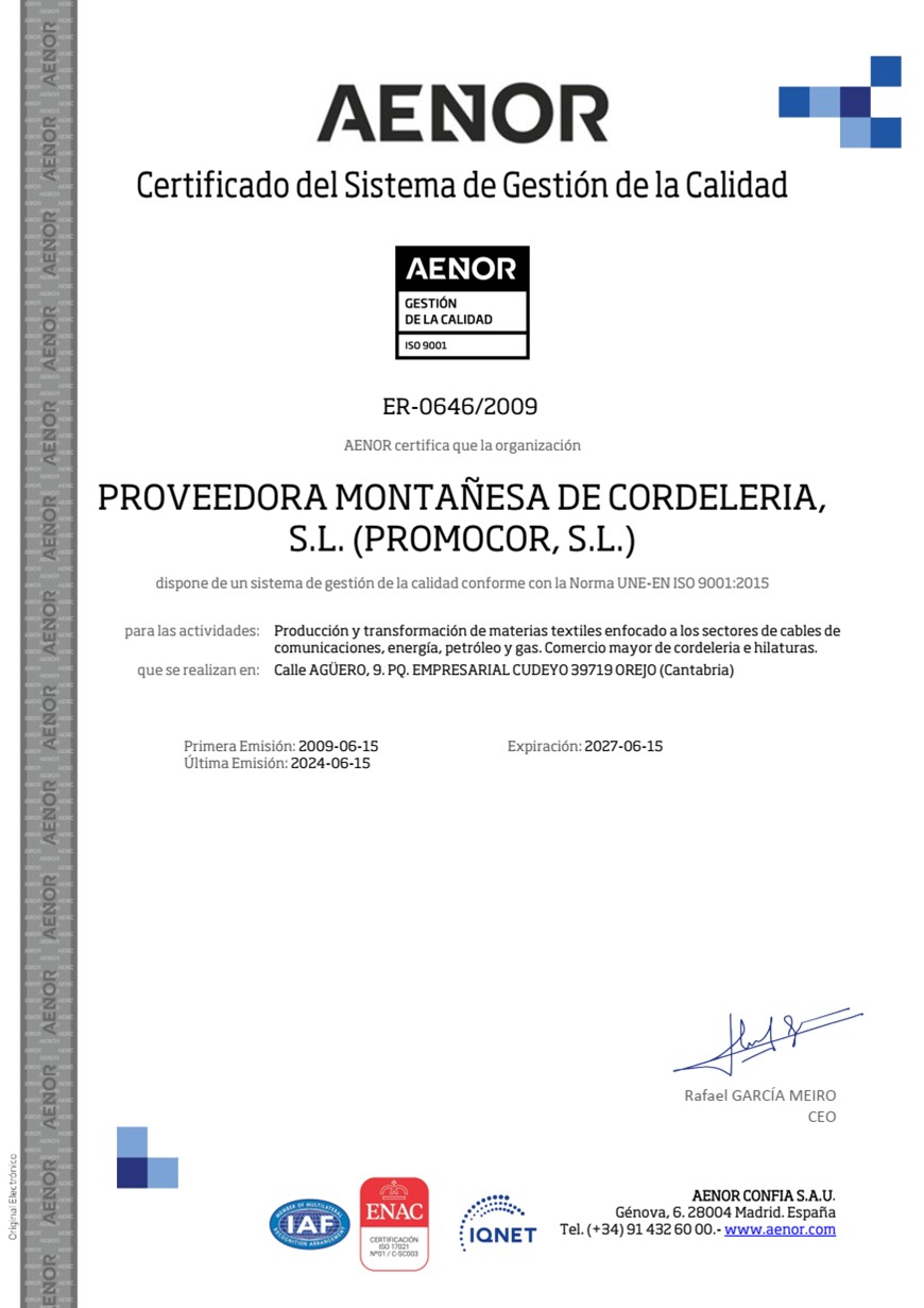 Certificado ISO Promocor - ER-0646-2009_ES_(15-06-2027) Certificado ISO Promocor - ER-0646-2009_ES_(15-06-2027)